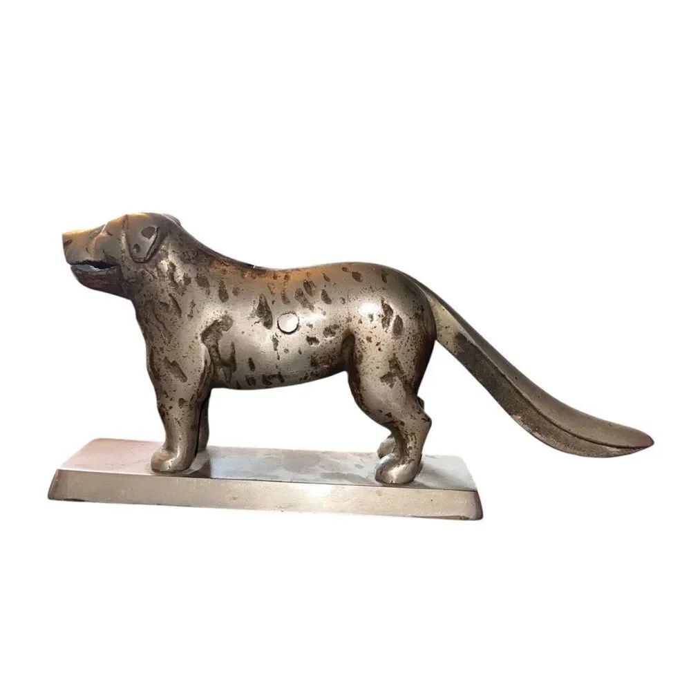 Antique Cast Iron Mechanical Dog Nut Cracker Works 1900s Heavy St Bernard